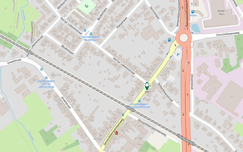 Kaart met de locatie van Kinesitherapie Steven De Vroe, Geraardsbergsesteenweg 39, 9320 Aalst